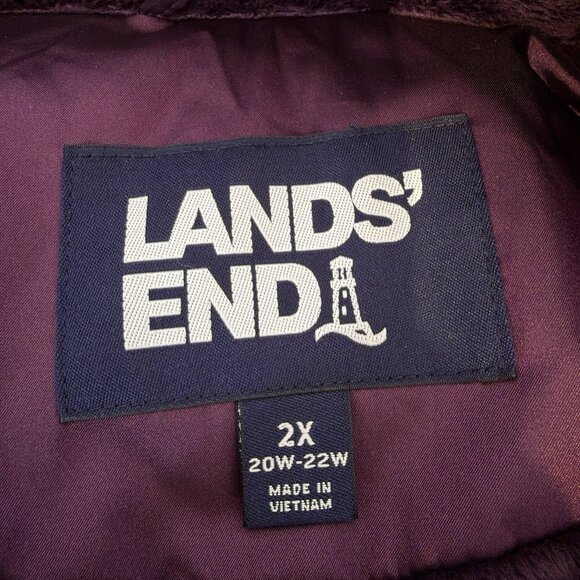 Lands End Womens Parka Size 2X Purple Full Zip Hooded (missing faux fur) Gorp - Picture 7 of 10
